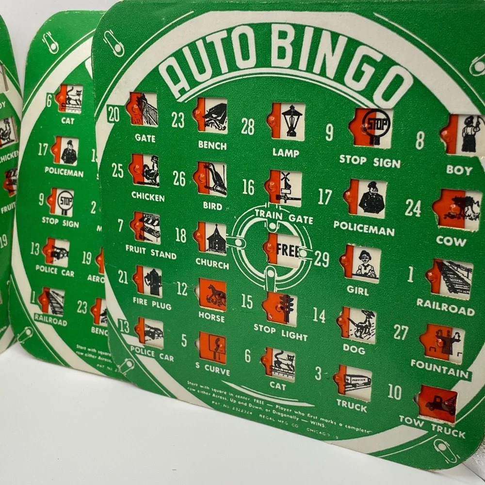 Regal Mfg. Co Vintage‎ Auto Bingo Cards (4) 1950